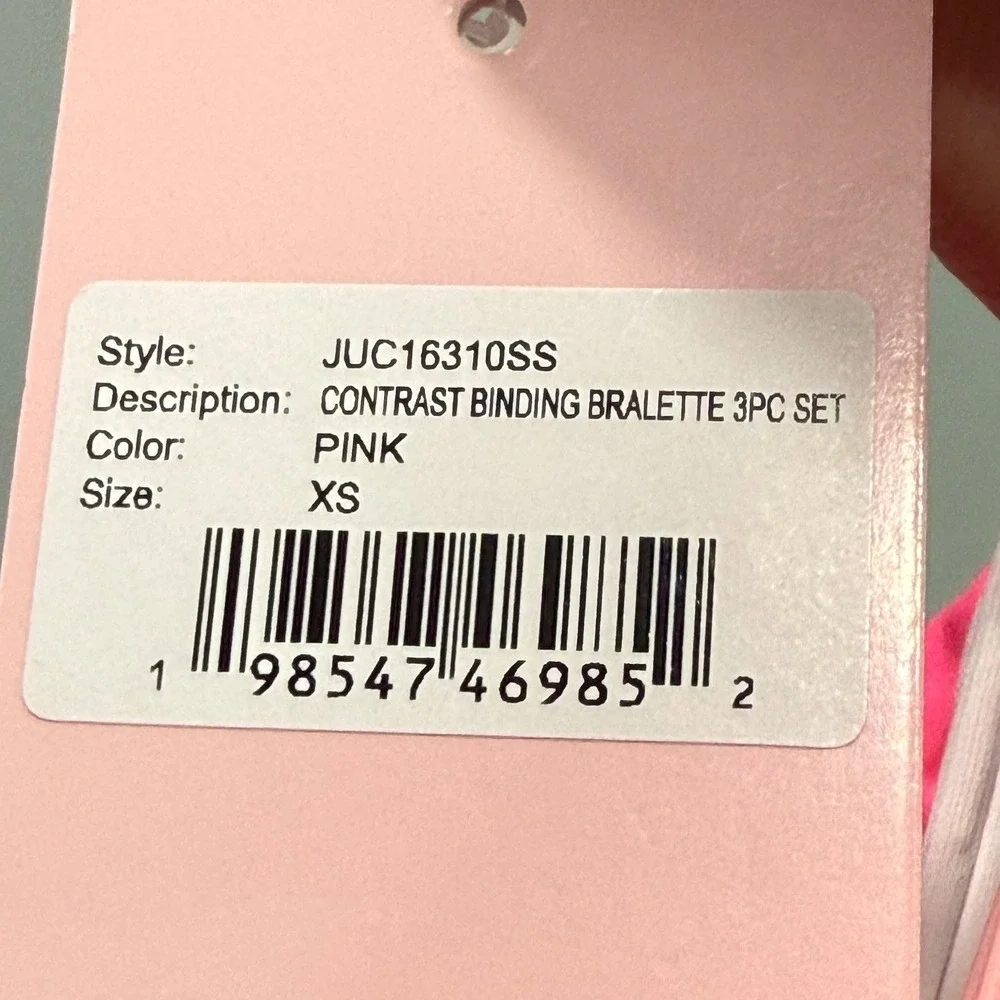 Juicy Couture Women Pink bralette 3PC Swim Set XS y2k style barbiecore spellout